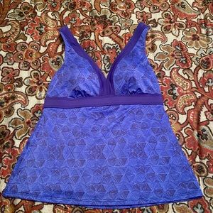 L.L. Bean Blue Tankini Top Sz 12